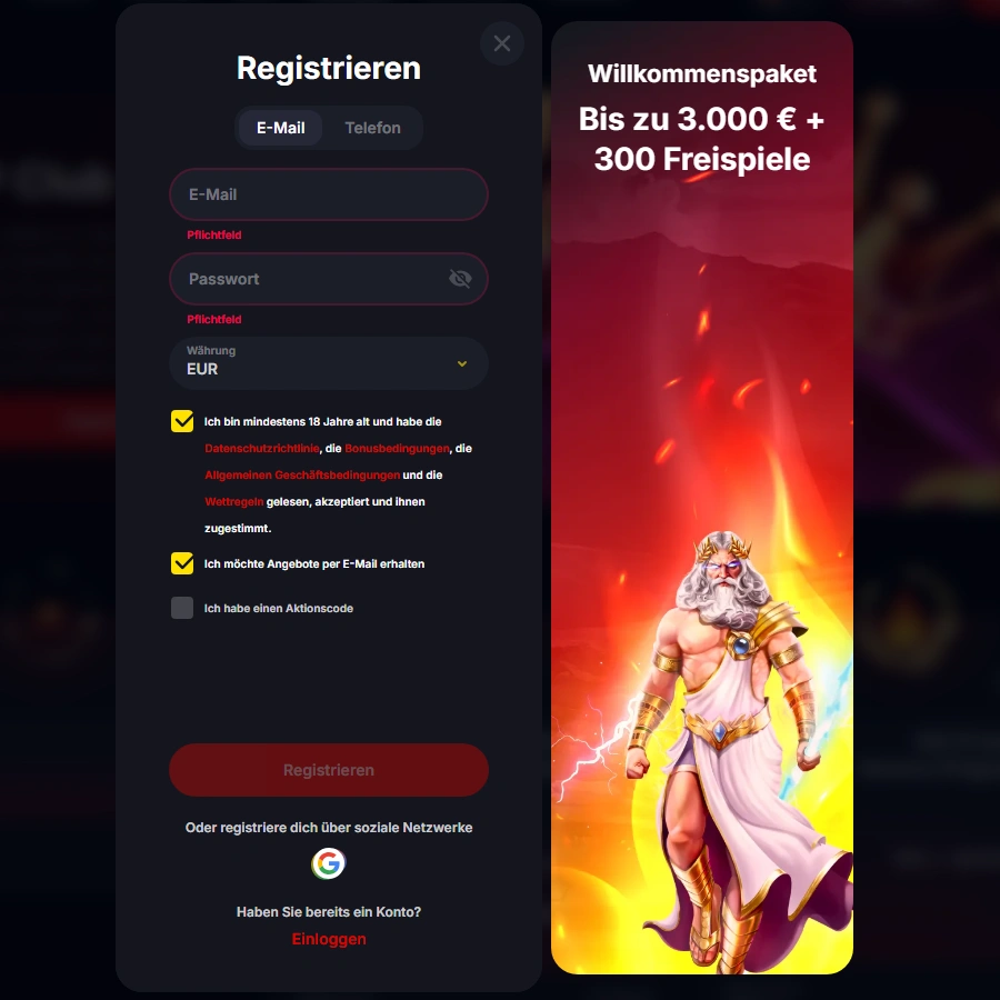 Yep Casino Registrierung und Login